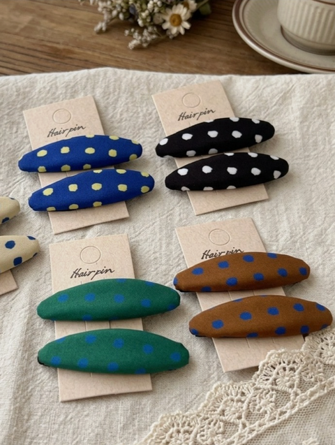 Oval Polka Dot Snap Hair Clips