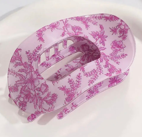 Mixed Print Oval Hair Clip, Vibrant Floral Hair Accessories-options