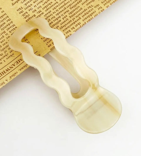 Wavy Minimalist Alligator Barrette, U-Shaped Side Hair Clip