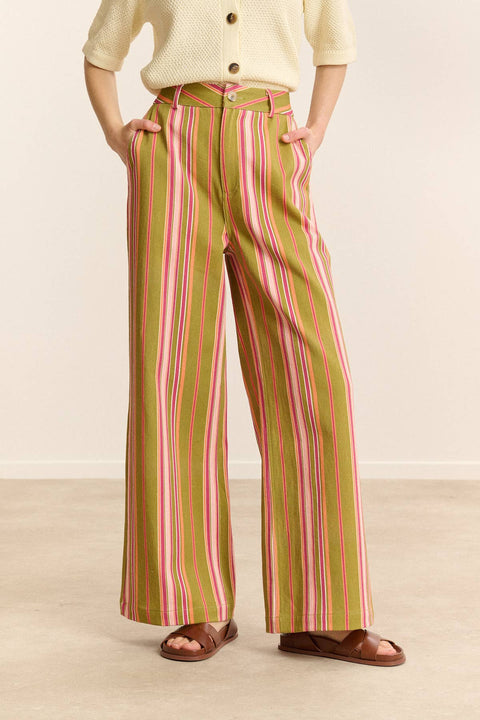 Victorine Striped Cotton Trousers