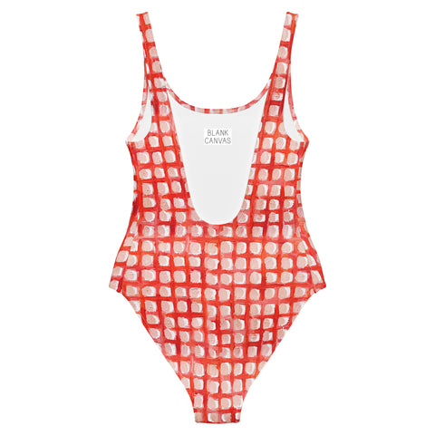 Painted Grid One-Piece Swimsuit