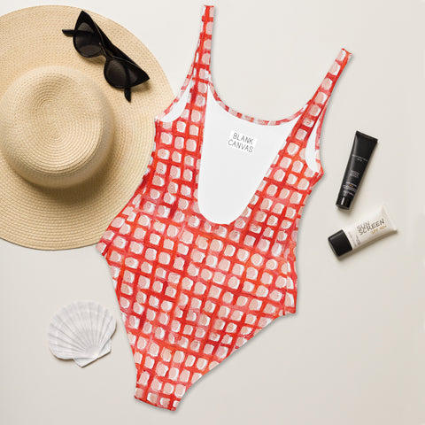Painted Grid One-Piece Swimsuit