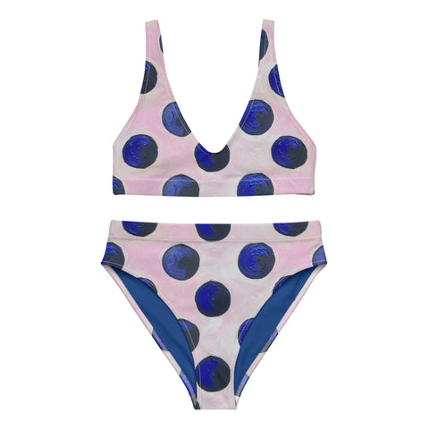Painted Polka Dot High Waisted Bikini Bottom