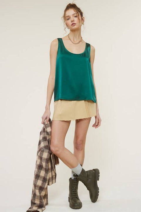 Sleek Solid Satin Tank Top