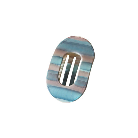 Frosted Oval Striped Hair Claw