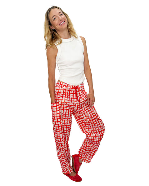 Red Gingham Gardener Pant