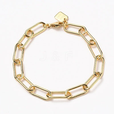 Thick Brass Paper Clip Chain Bracelet