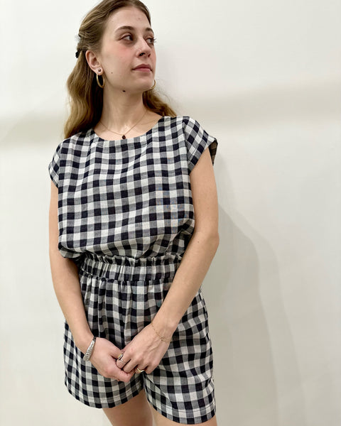 Grade and Gather High Low Gingham Blouse