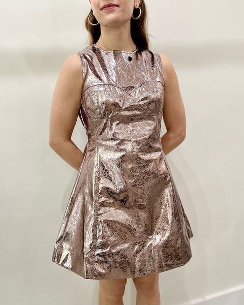 Portia Faux Leather Metallic Mini Dress