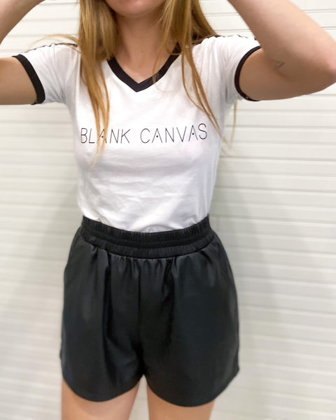 Blank Canvas Logo Womans Ringer V-Neck Tee