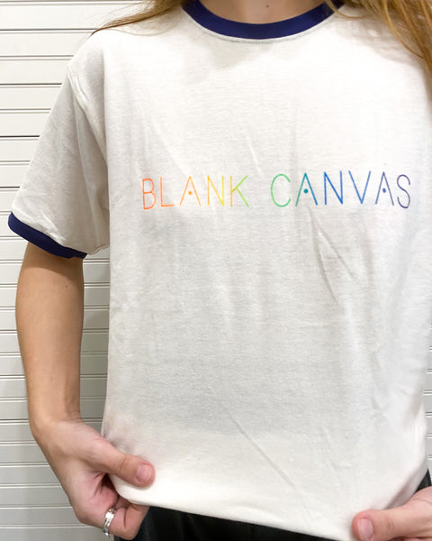 Blank Canvas Logo Rainbow Ringer Tee