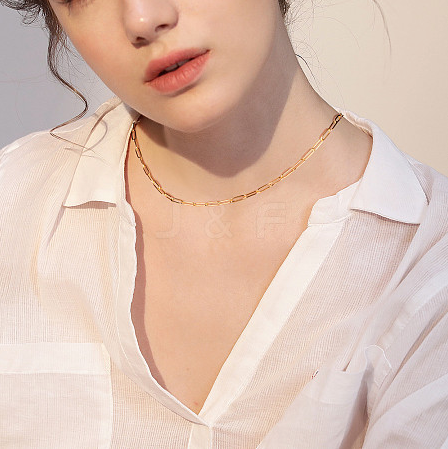 Brass Paper Clip Chain Necklace - Short