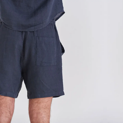 Polonio Navy Tailored Linen Shorts