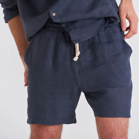 Polonio Navy Tailored Linen Shorts