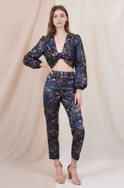 Fore Dressy Floral Print Straight Ankle Length Pants