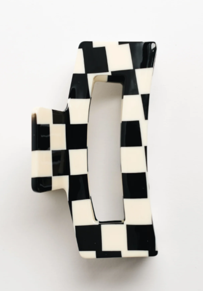 Nat + Noor Checkered Claw Clip- Black