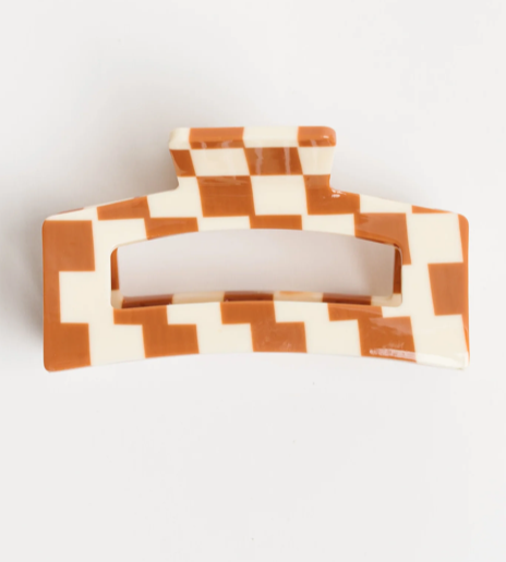 Nat + Noor Brown Checkered Claw Clip