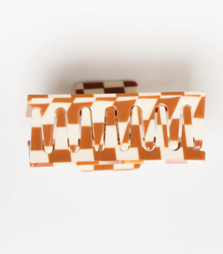 Nat + Noor Brown Checkered Claw Clip